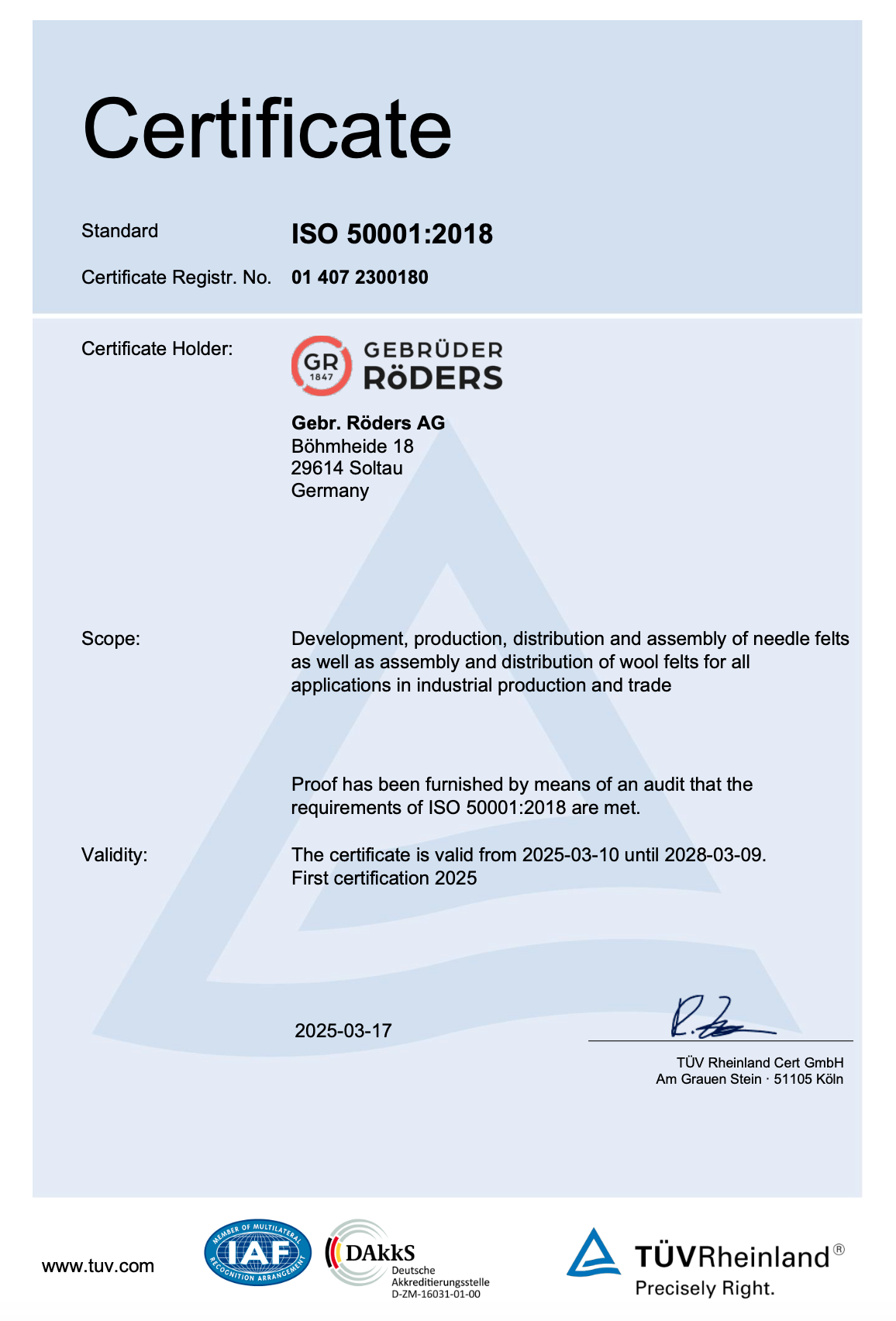 ISO 500001_2018 DIN EN ISO 9001 Zertifikat