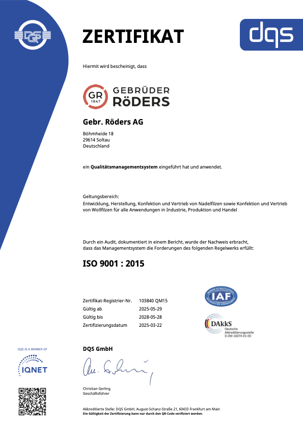 ISO 9001-2015 Gebr. Röders AG - DE - preview DIN EN ISO 9001 Zertifikat