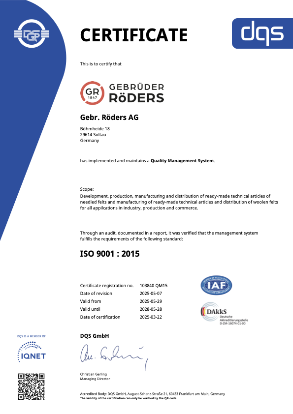 DIN EN ISO 9001 certificate
